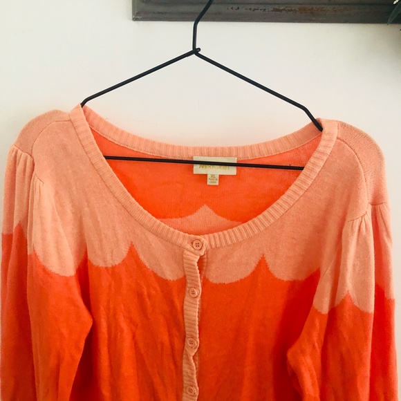Modcloth Coral Pink Scallop Cardigan Sweater XL - Picture 3 of 6